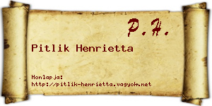 Pitlik Henrietta névjegykártya